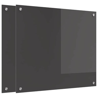 Paraschizzi cucina Vidaxxl 2 pezzi in vetro temperato grigio scuro 70 x 60 cm