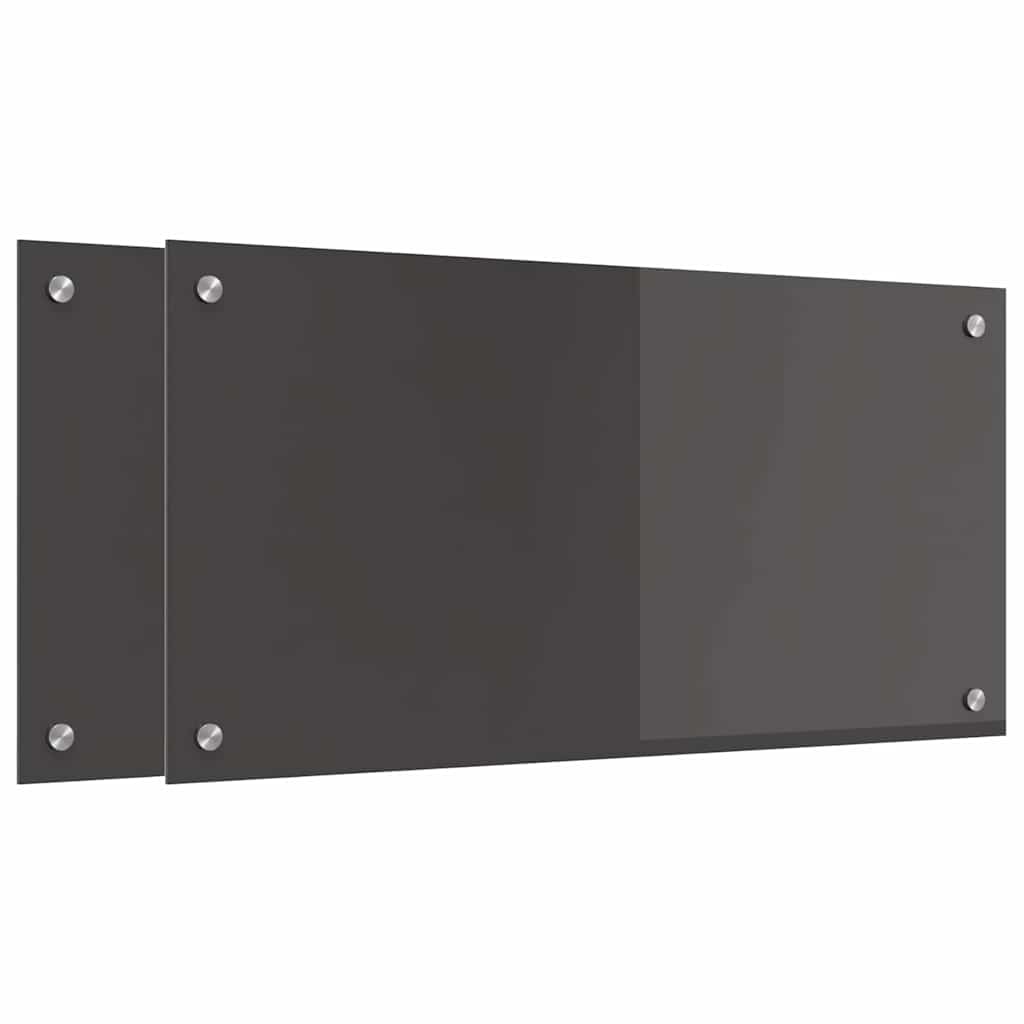 Vidaxxl salpicadero de cocina 2 piezas gris oscuro 80 x 40 cm vidrio templado