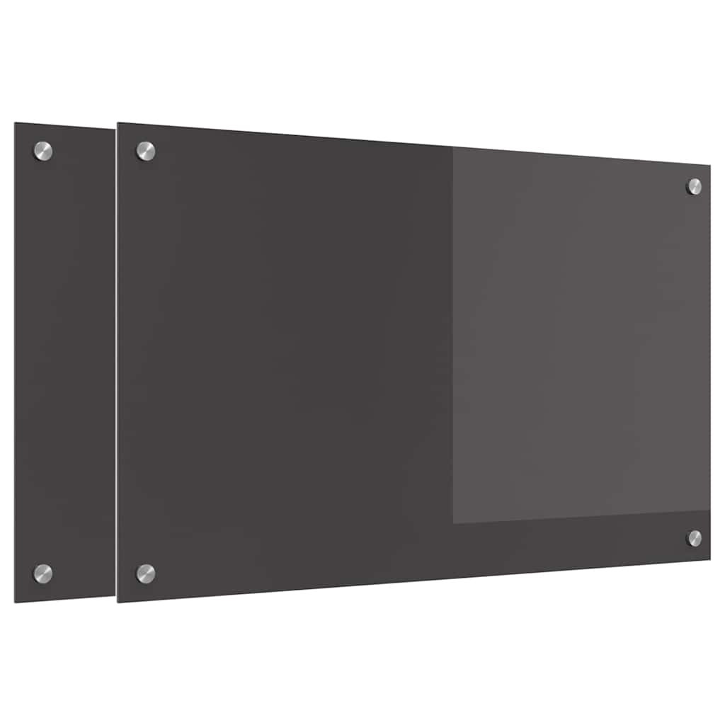 Vidaxxl salpicadero de cocina 2 piezas gris oscuro 80 x 50 cm vidrio templado