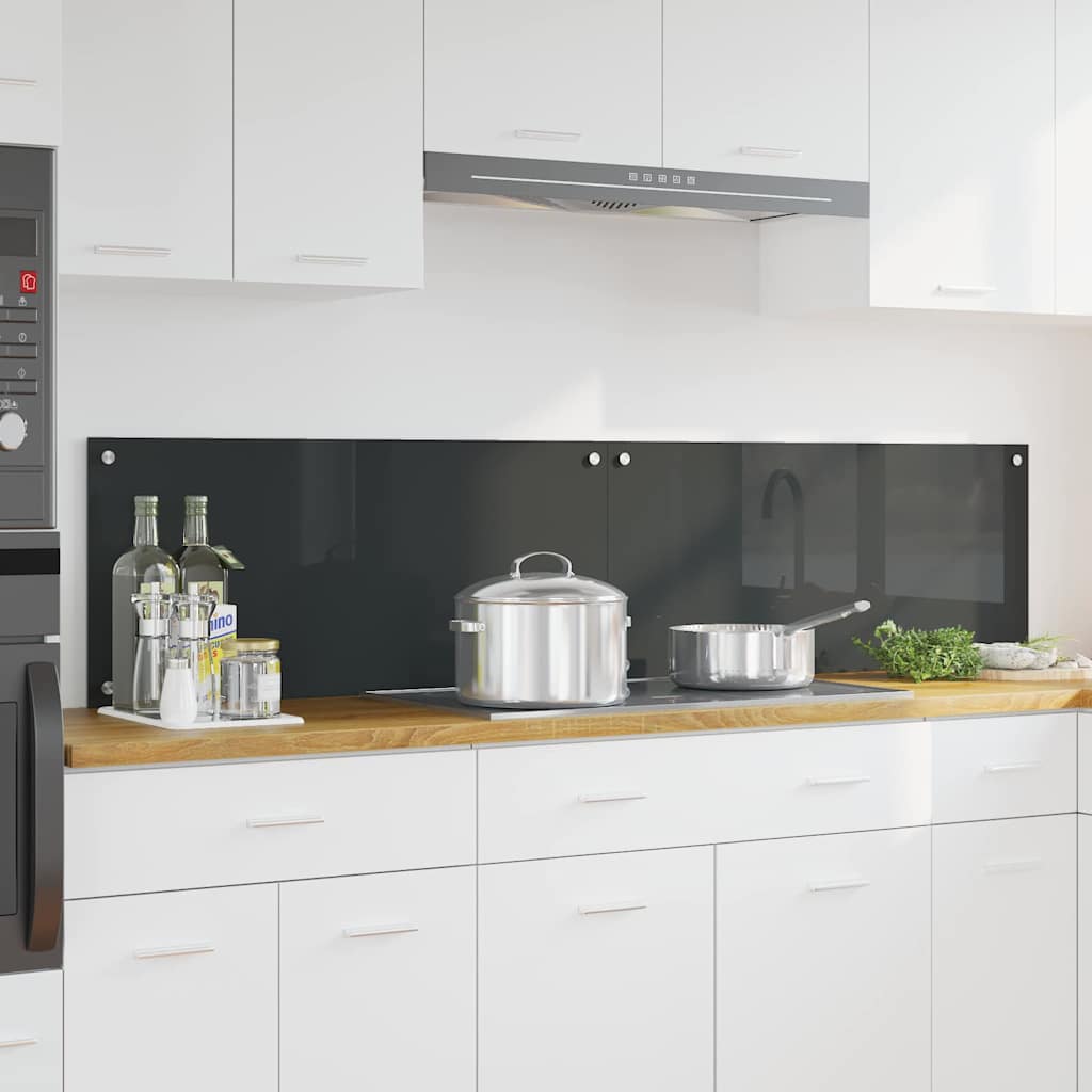 Vidaxxl salpicadero de cocina 2 piezas gris oscuro 90 x 40 cm vidrio templado