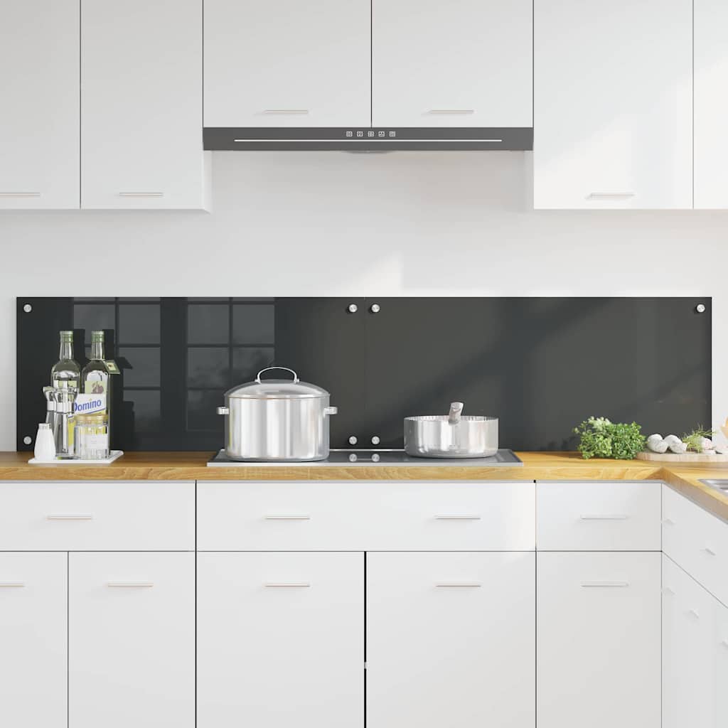 Vidaxxl salpicadero de cocina 2 piezas gris oscuro 90 x 40 cm vidrio templado