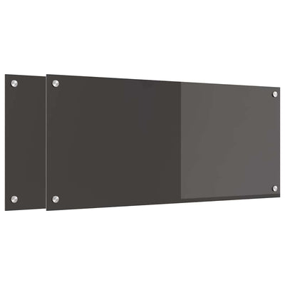 Vidaxl keuken spatscherm 2 pcs donkergrijs 90 x 40 cm gehard glas