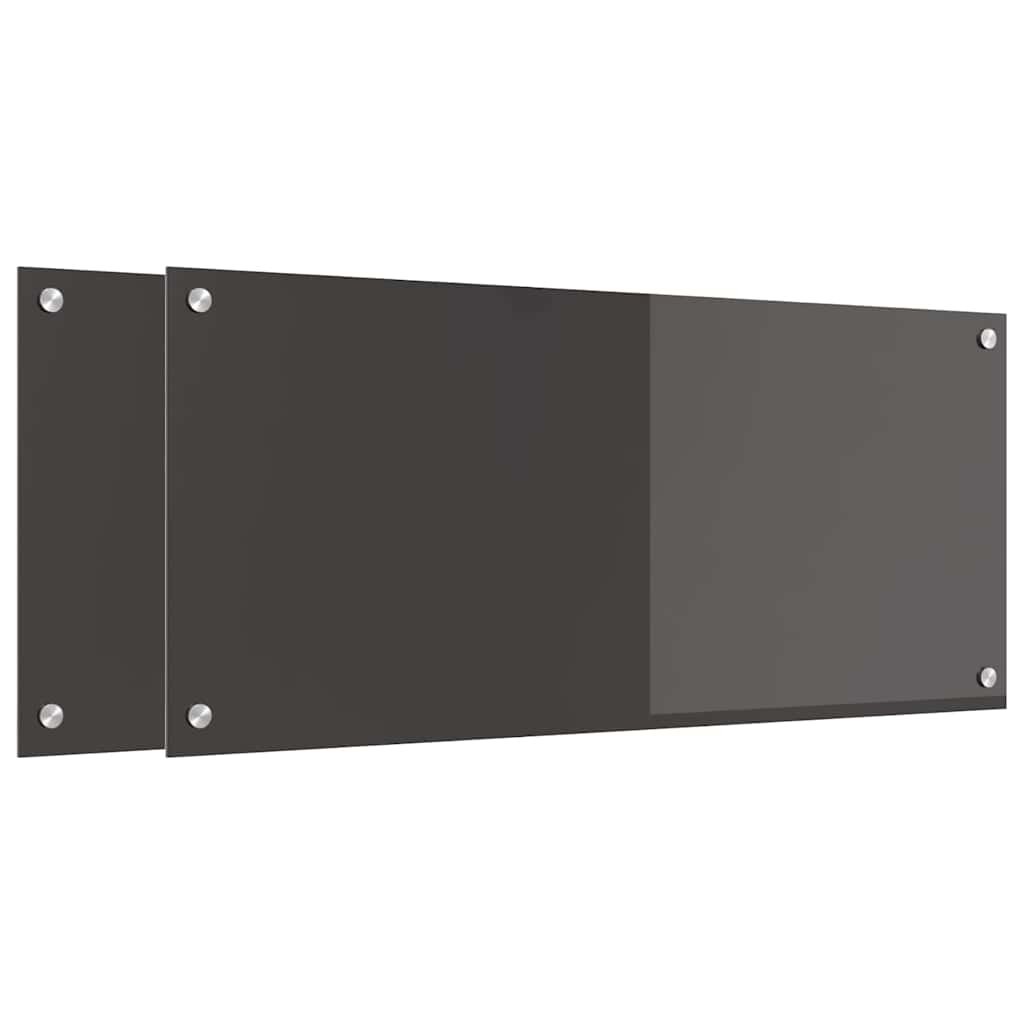 Vidaxxl salpicadero de cocina 2 piezas gris oscuro 90 x 40 cm vidrio templado