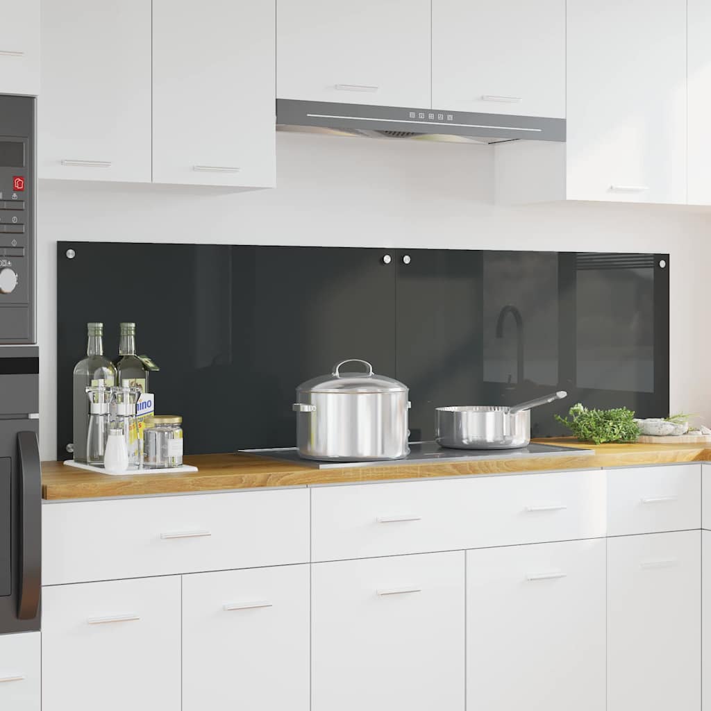 Vidaxxl salpicadero de cocina 2 piezas gris oscuro 90 x 50 cm vidrio templado