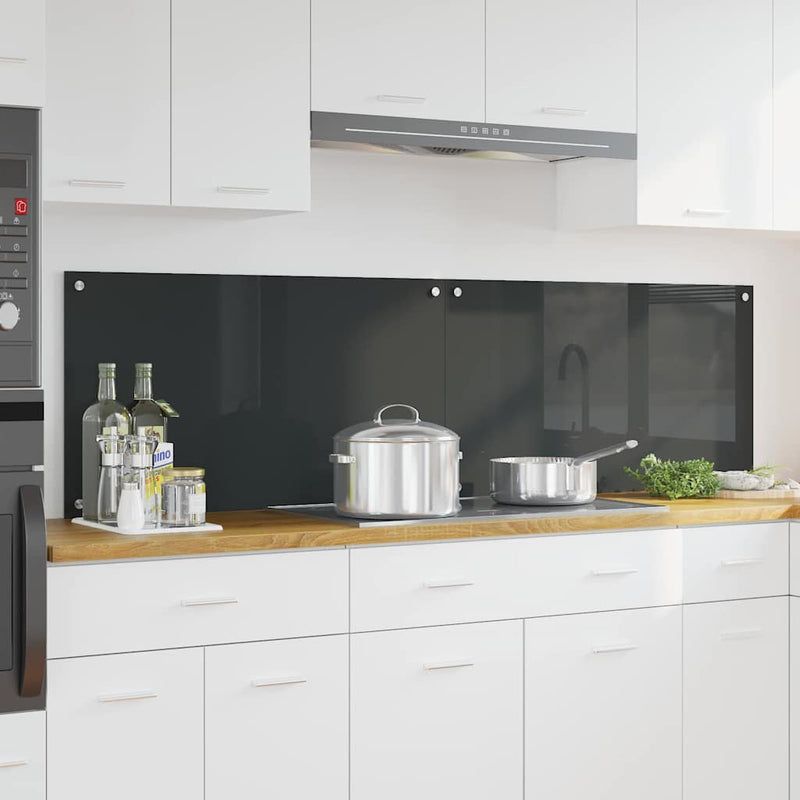 Vidaxxl salpicadero de cocina 2 piezas gris oscuro 90 x 50 cm vidrio templado