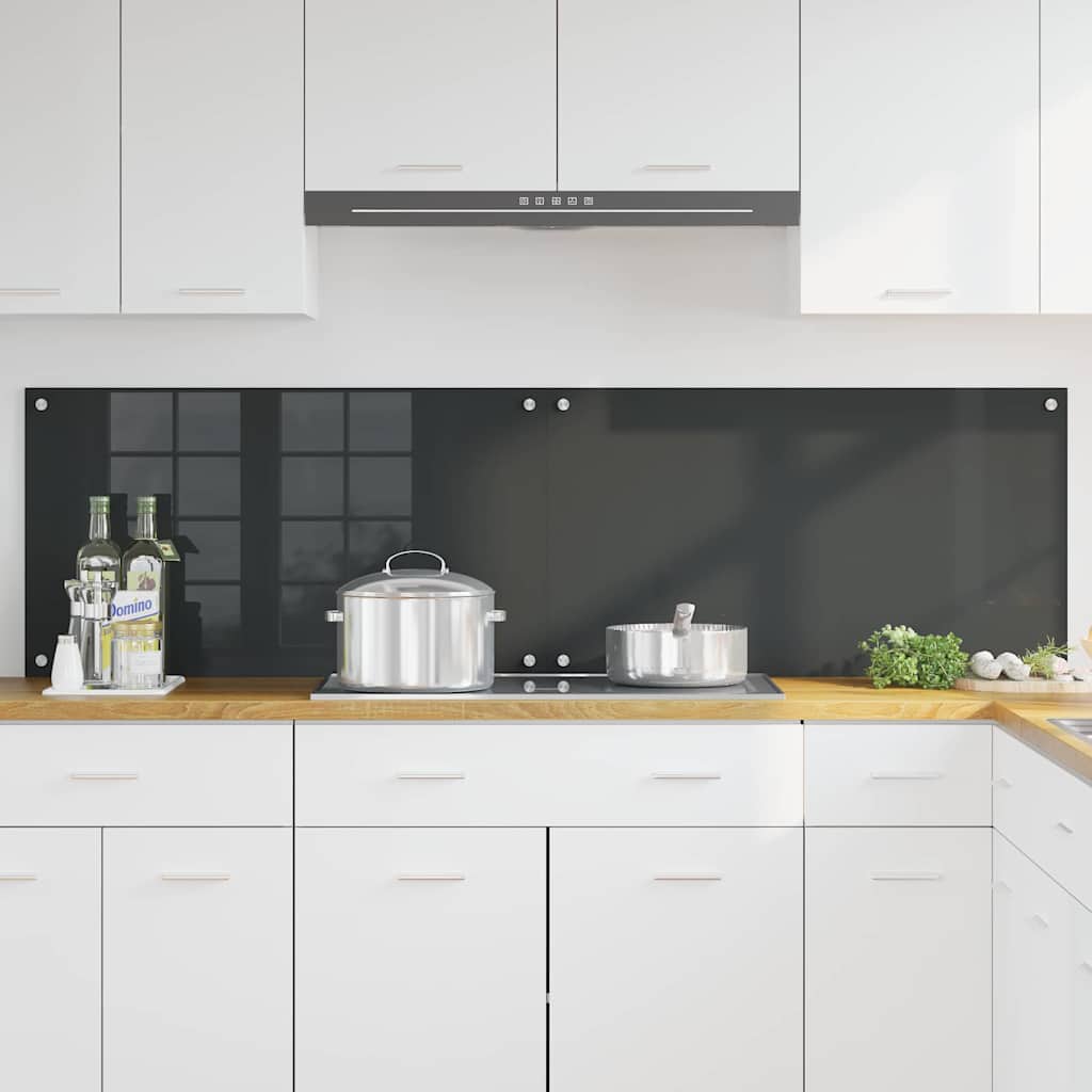 Vidaxxl salpicadero de cocina 2 piezas gris oscuro 90 x 50 cm vidrio templado