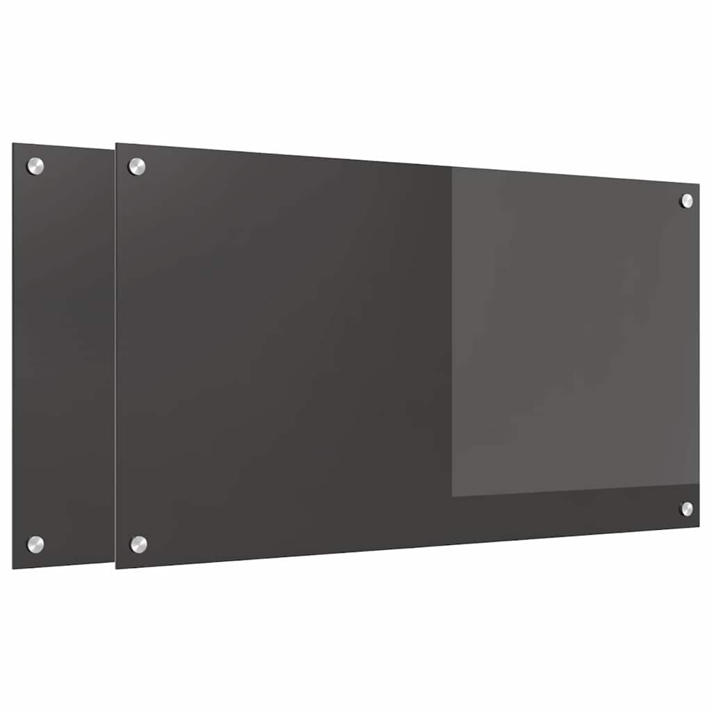 Vidaxxl salpicadero de cocina 2 piezas gris oscuro 90 x 50 cm vidrio templado
