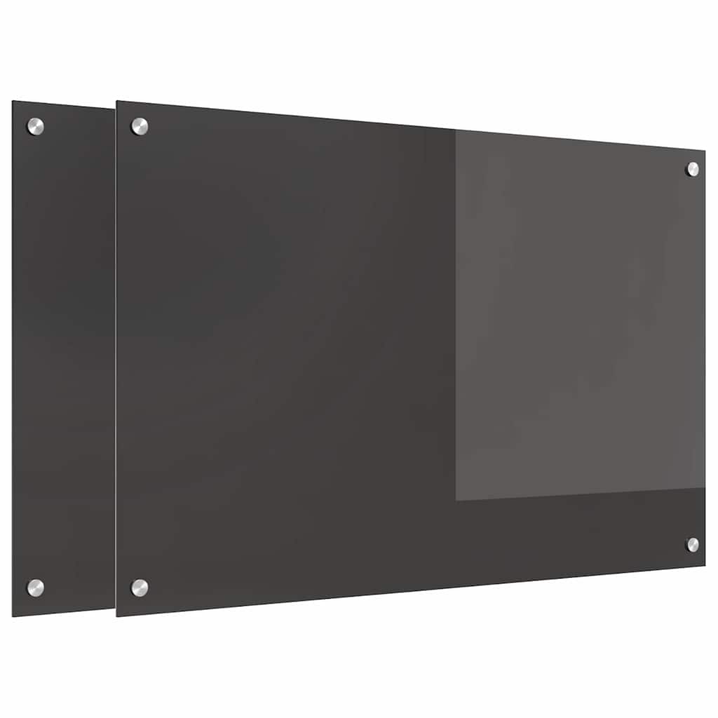Vidaxxl salpicadero de cocina 2 piezas gris oscuro 90 x 60 cm vidrio templado