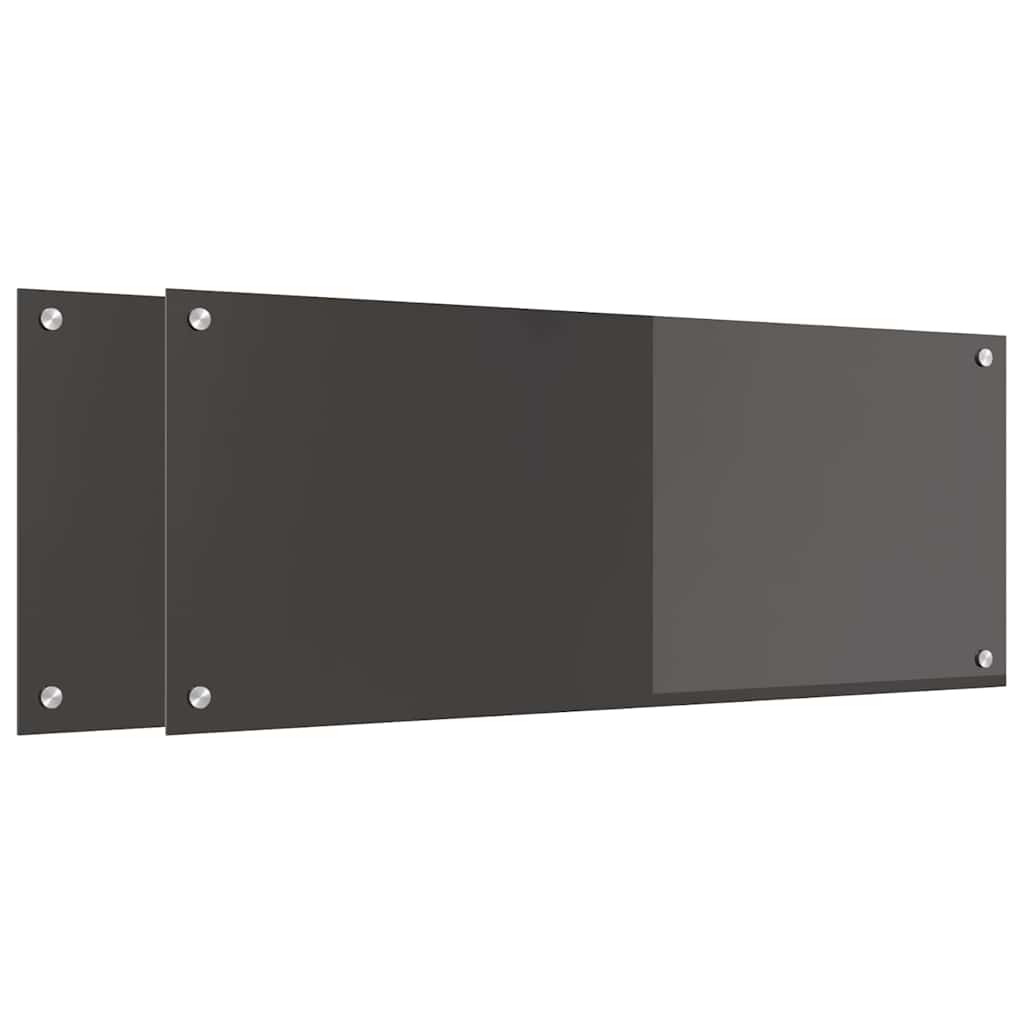 Vidaxxl salpicadero de cocina 2 piezas gris oscuro 100 x 40 cm vidrio templado
