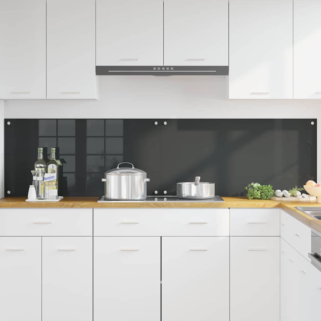 Vidaxxl salpicadero de cocina 2 piezas gris oscuro 100 x 50 cm vidrio templado