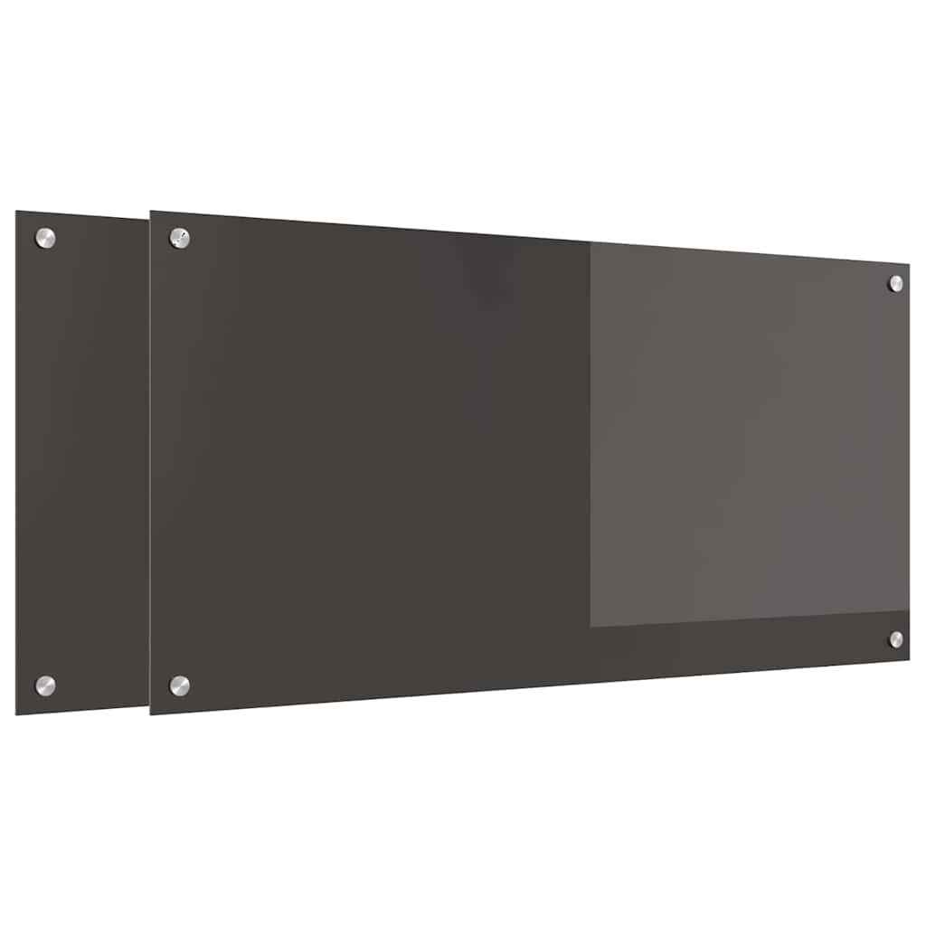 Vidaxxl salpicadero de cocina 2 piezas gris oscuro 100 x 50 cm vidrio templado
