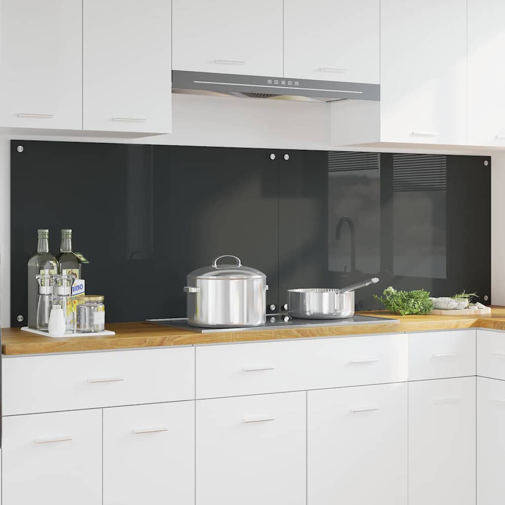 Vidaxxl salpicadero de cocina 2 piezas gris oscuro 100 x 60 cm vidrio templado