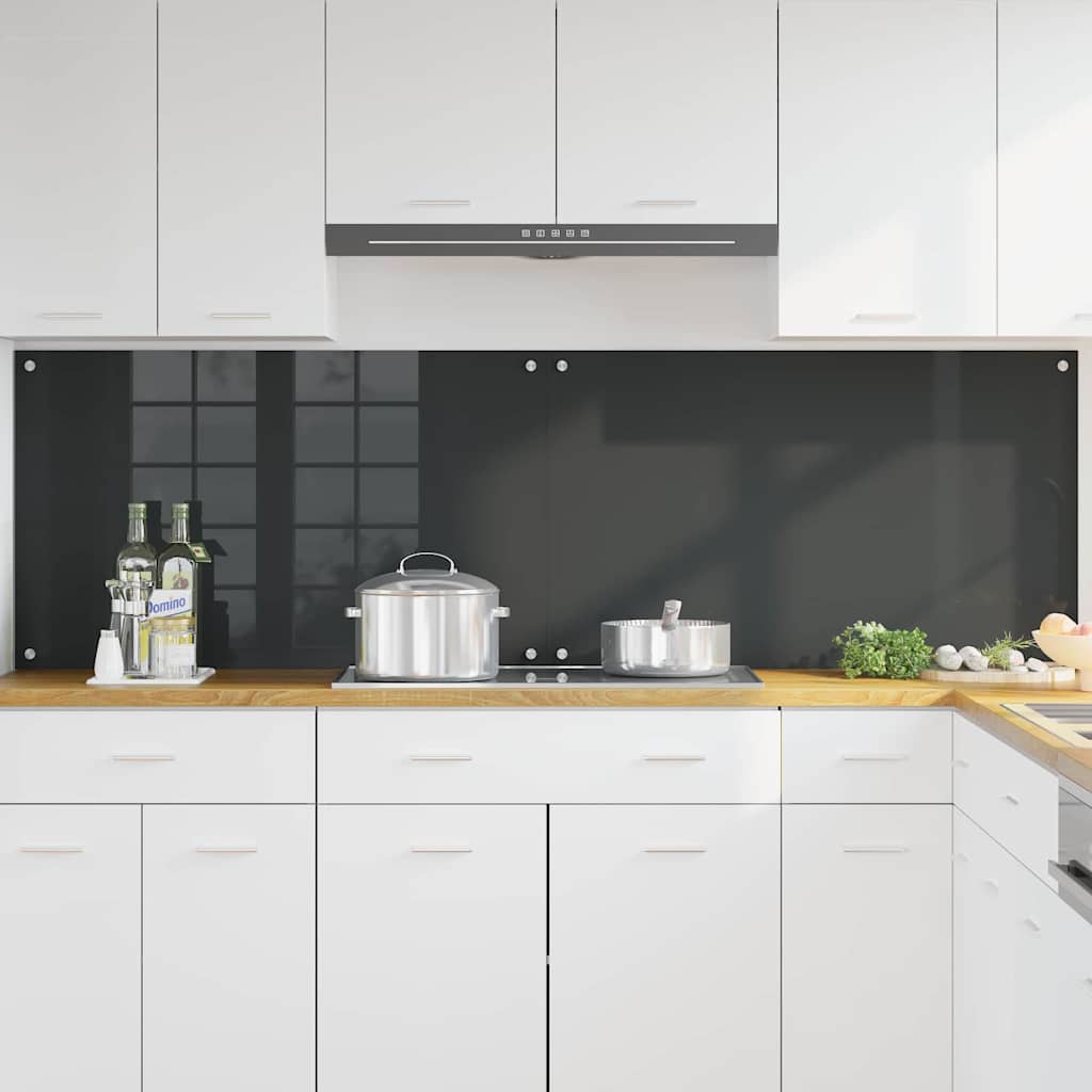 Vidaxxl salpicadero de cocina 2 piezas gris oscuro 100 x 60 cm vidrio templado