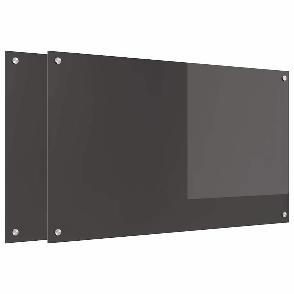 Vidaxxl salpicadero de cocina 2 piezas gris oscuro 100 x 60 cm vidrio templado
