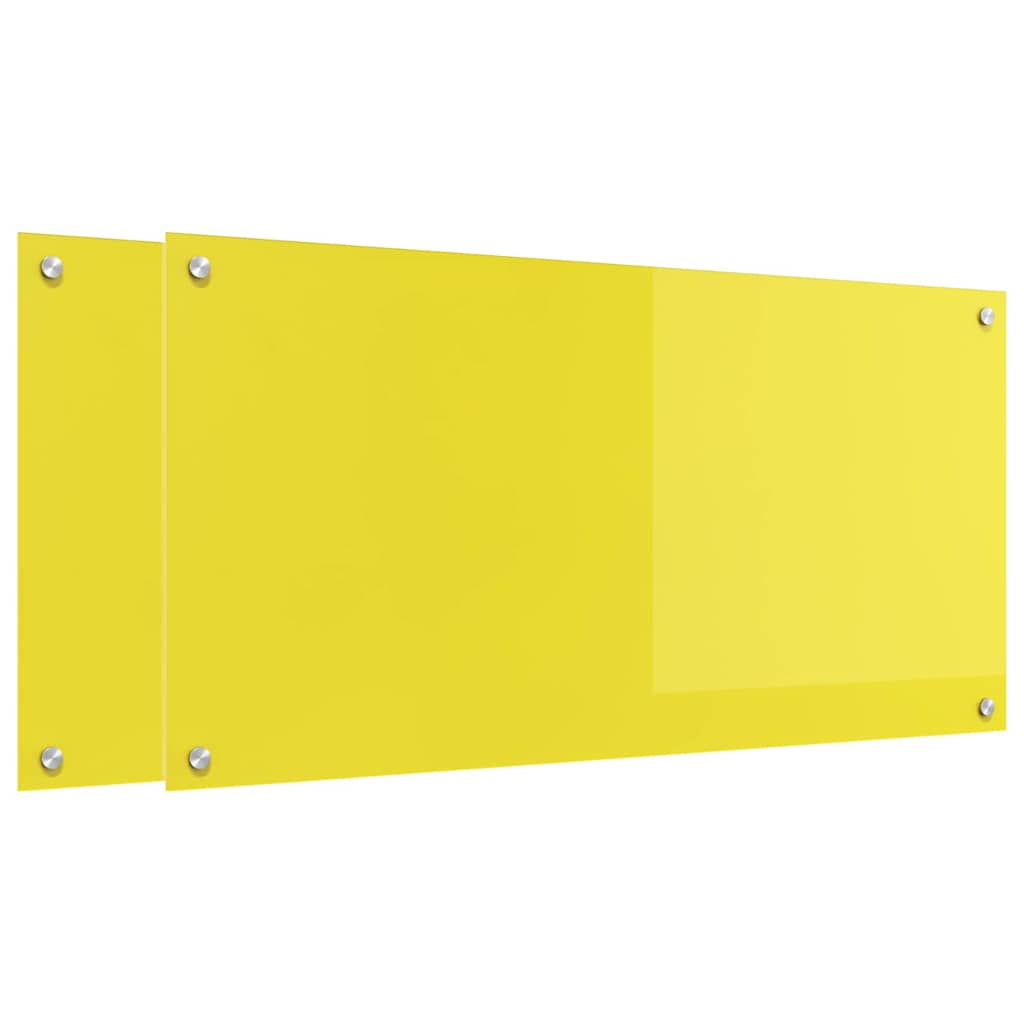 Vidaxl keuken spatscherm 2 pcs geel 100 x 50 cm gehard glas