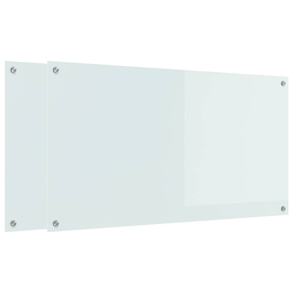 Vidaxl keuken spatscherm 2 pcs wit 110 x 60 cm gehard glas