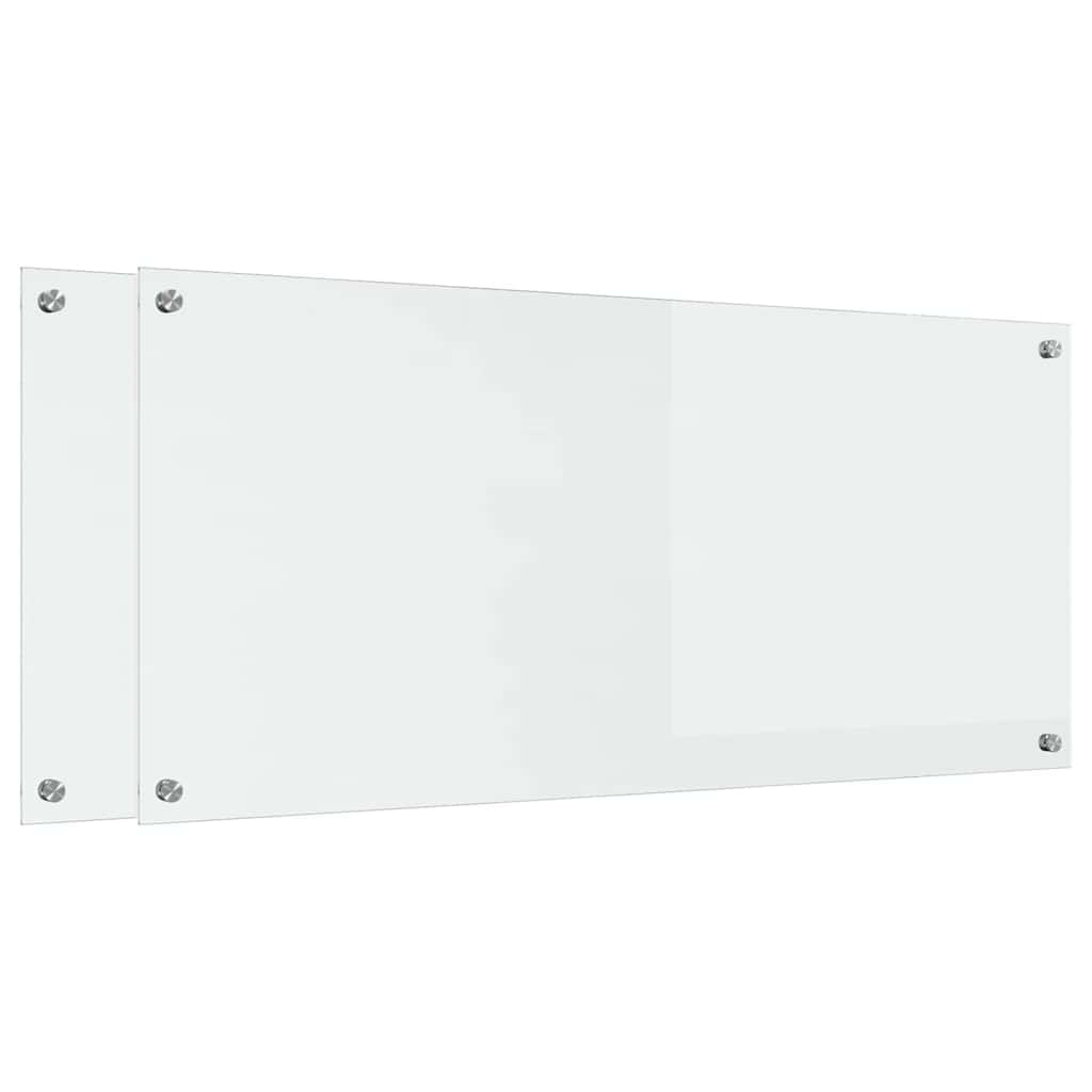 VidaXL salpicadero de cocina 2 uds cristal templado transparente 110 x 50 cm