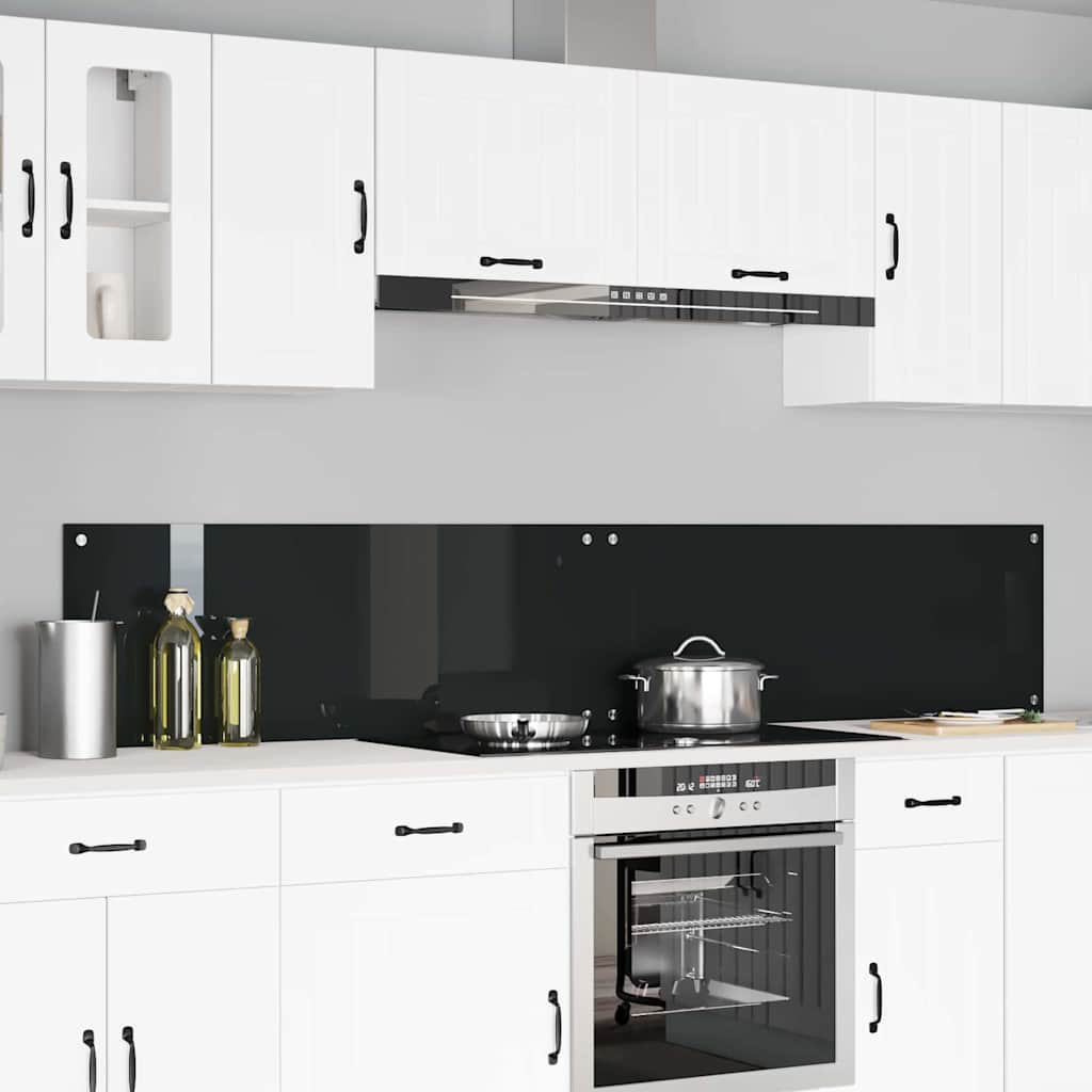Vidaxxl salpicadero de cocina 2 piezas negro 110 x 40 cm vidrio templado