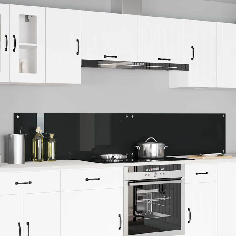 Vidaxxl salpicadero de cocina 2 piezas negro 110 x 40 cm vidrio templado