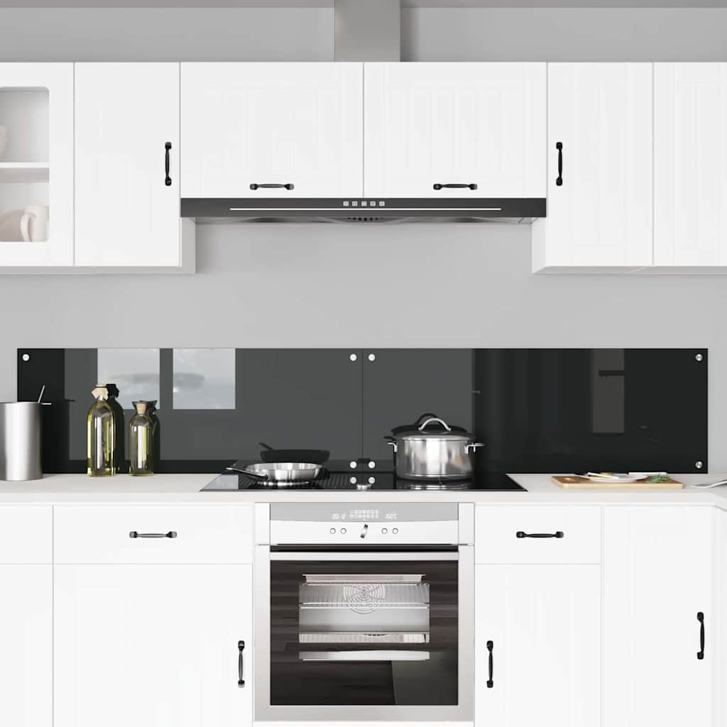 Vidaxxl salpicadero de cocina 2 piezas negro 110 x 40 cm vidrio templado