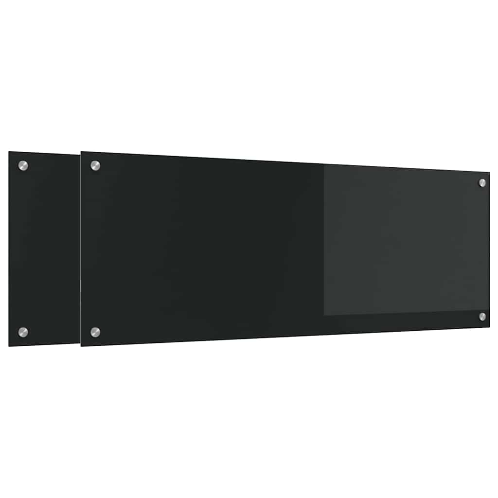 Vidaxxl salpicadero de cocina 2 piezas negro 110 x 40 cm vidrio templado