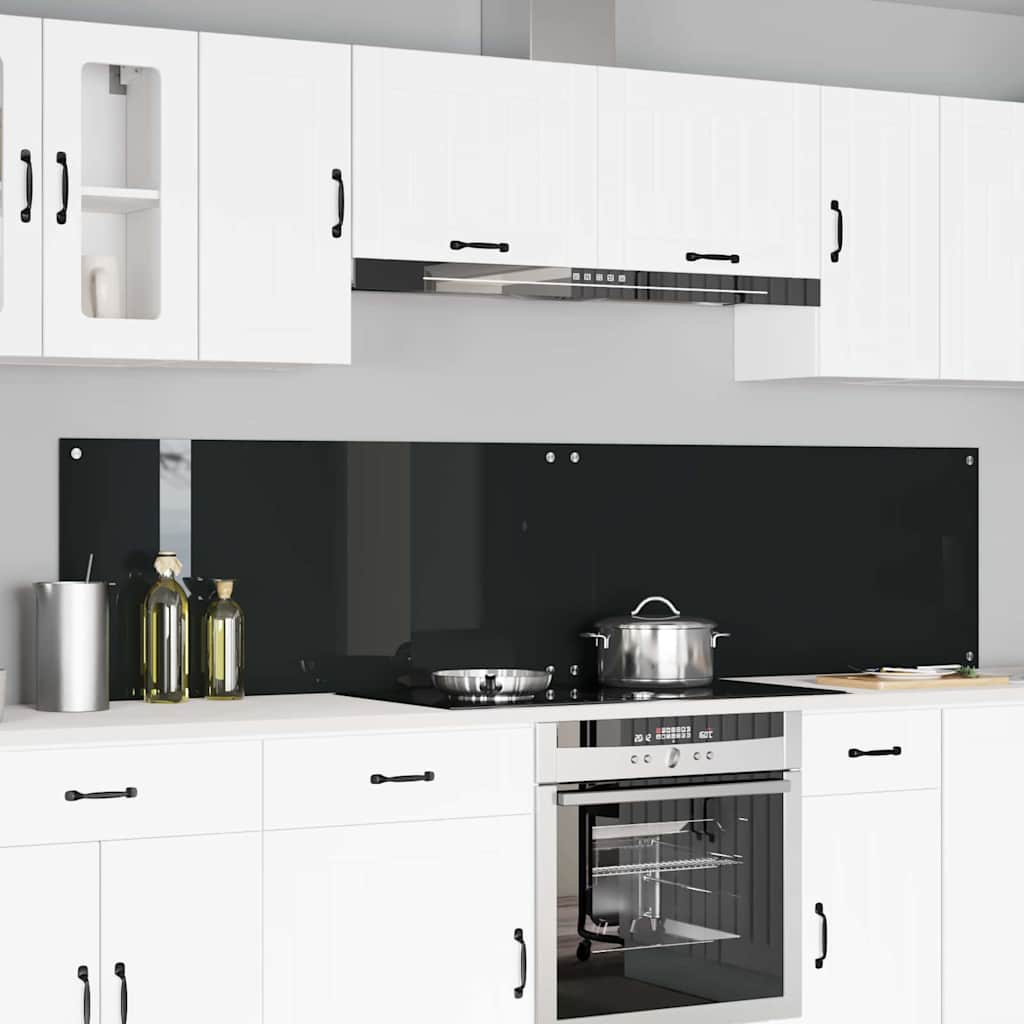 Vidaxxl salpicadero de cocina 2 piezas negro 110 x 50 cm vidrio templado