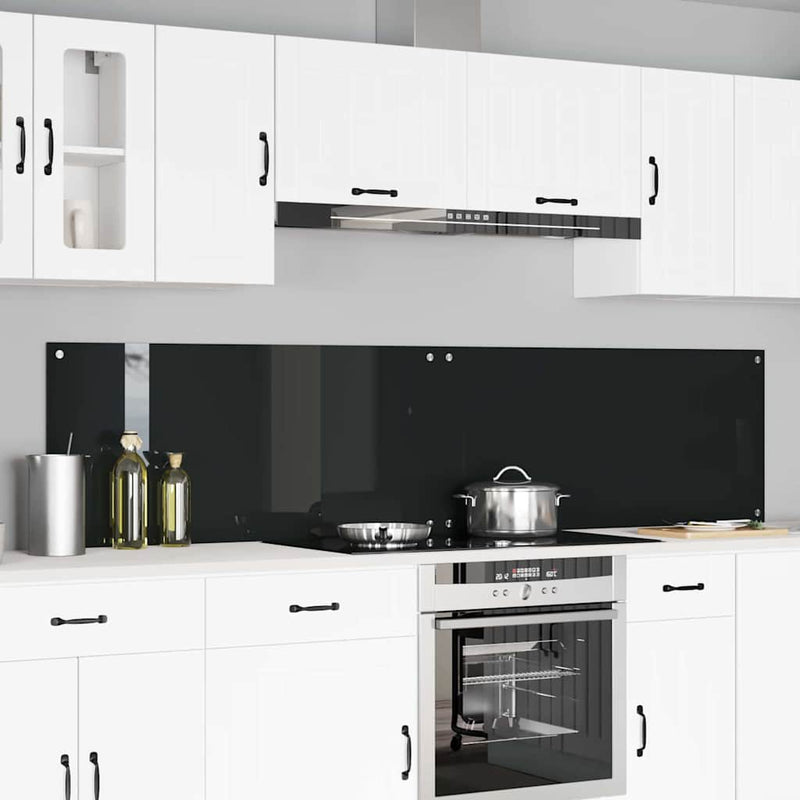 Vidaxxl salpicadero de cocina 2 piezas negro 110 x 50 cm vidrio templado