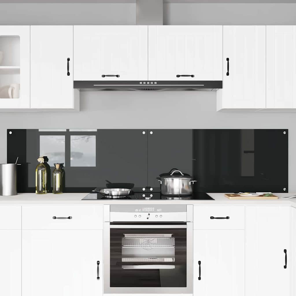 Vidaxxl salpicadero de cocina 2 piezas negro 110 x 50 cm vidrio templado
