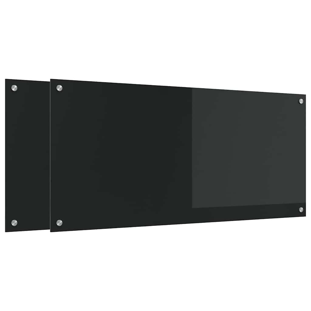 Vidaxxl salpicadero de cocina 2 piezas negro 110 x 50 cm vidrio templado
