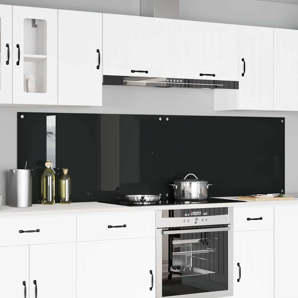 Paraschizzi cucina Vidaxxl 2 pezzi in vetro temperato nero 110 x 60 cm