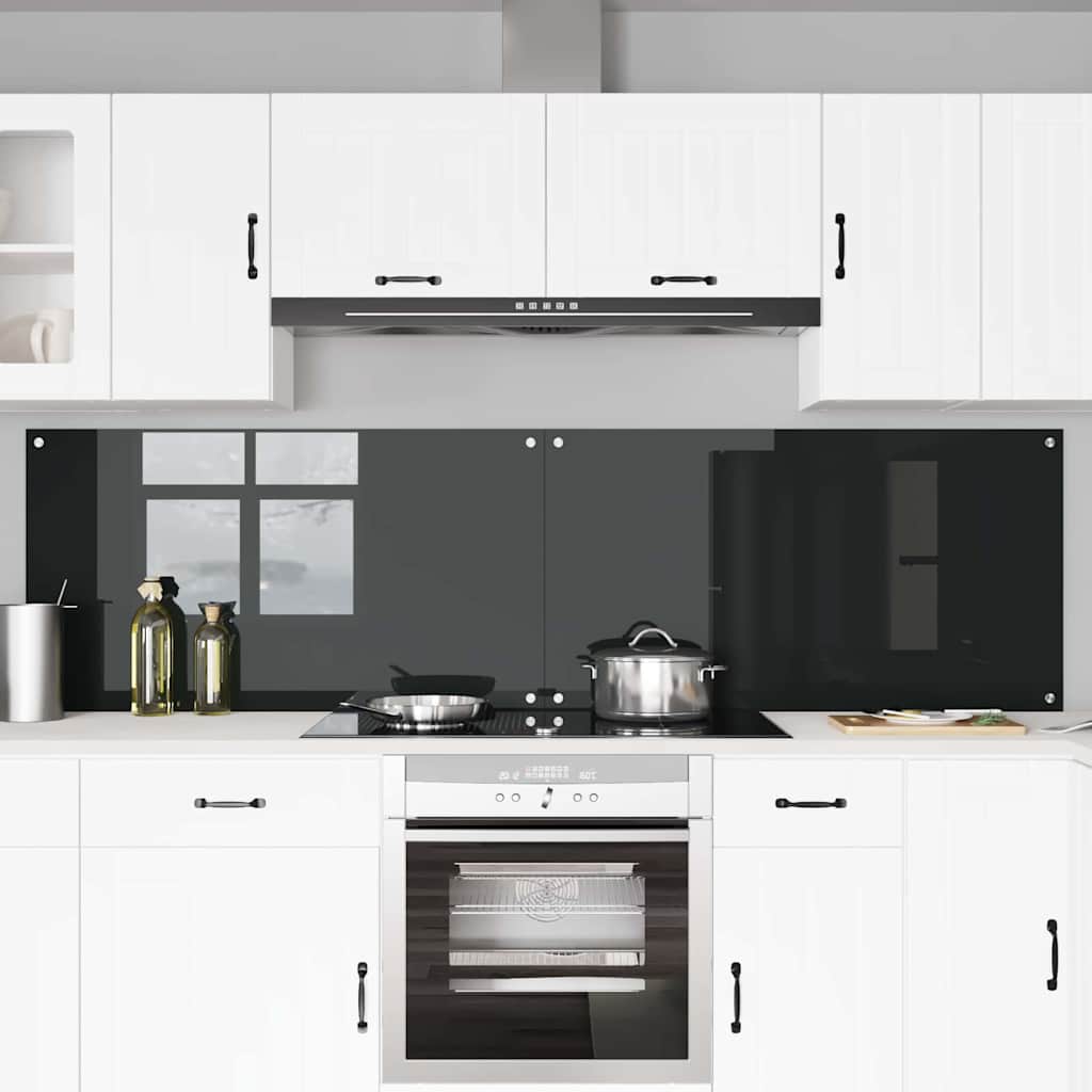 Paraschizzi cucina Vidaxxl 2 pezzi in vetro temperato nero 110 x 60 cm
