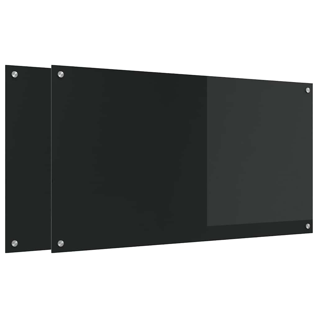 Paraschizzi cucina Vidaxxl 2 pezzi in vetro temperato nero 110 x 60 cm