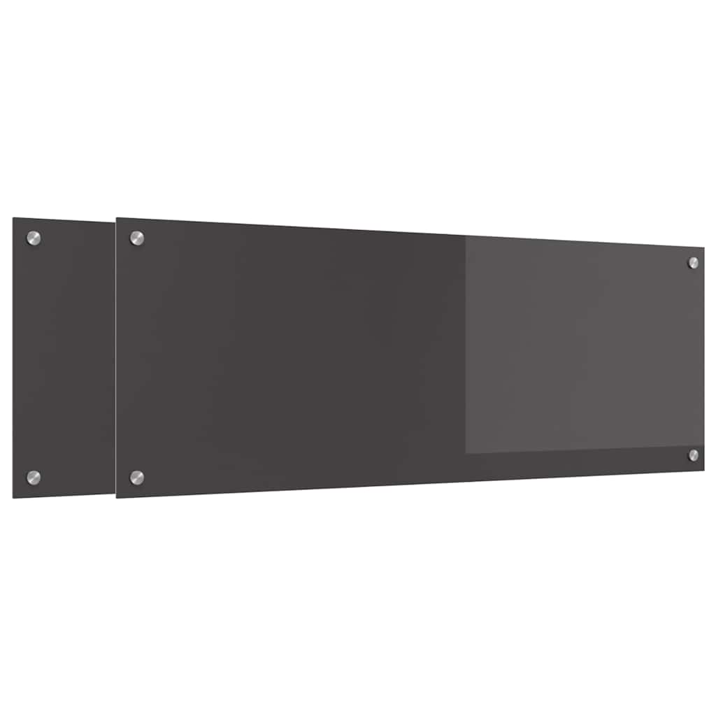 Vidaxxl salpicadero de cocina 2 piezas gris oscuro 110 x 40 cm vidrio templado
