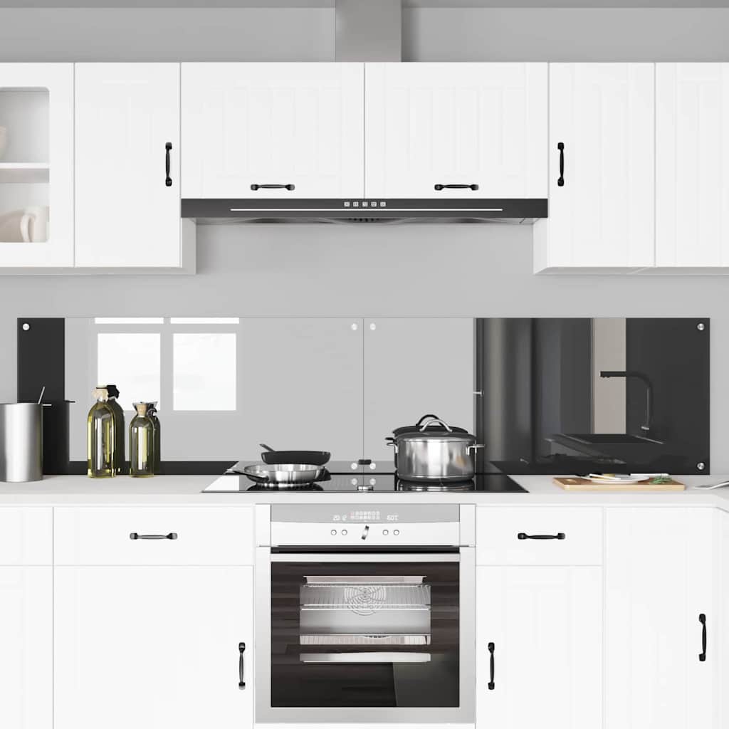 Vidaxxl salpicadero de cocina 2 piezas gris oscuro 110 x 50 cm vidrio templado