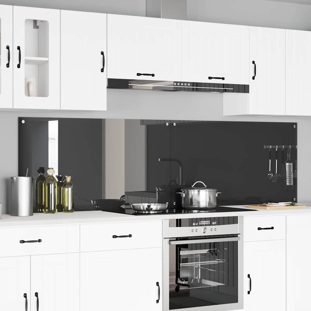 Vidaxxl salpicadero de cocina 2 piezas gris oscuro 110 x 60 cm vidrio templado