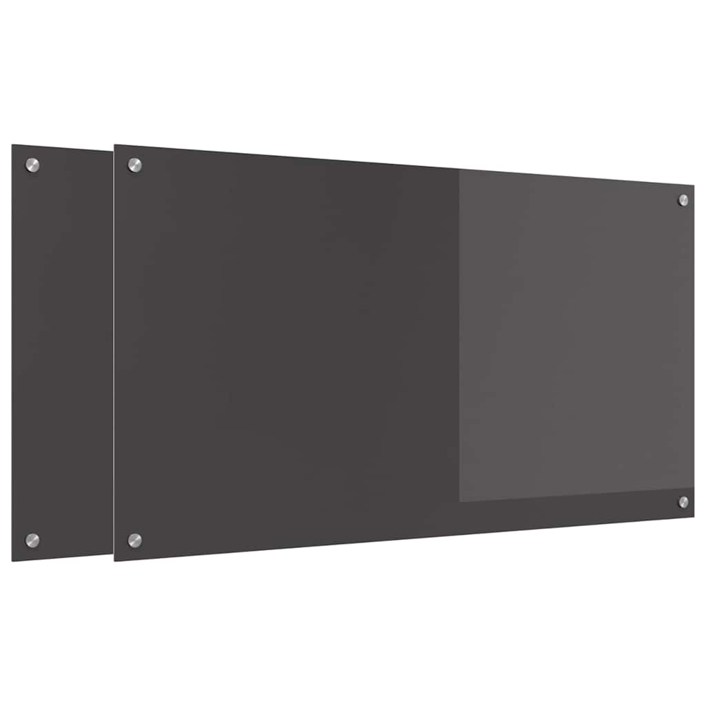 Vidaxxl salpicadero de cocina 2 piezas gris oscuro 110 x 60 cm vidrio templado