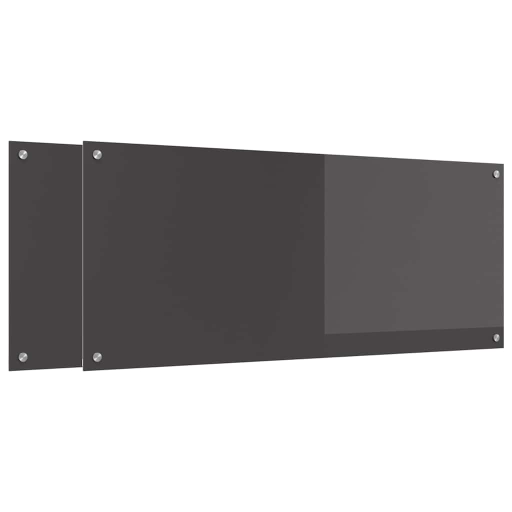 Vidaxxl salpicadero de cocina 2 piezas gris oscuro 120 x 50 cm vidrio templado