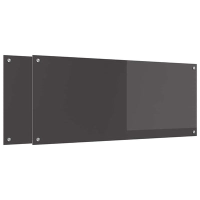 Vidaxxl salpicadero de cocina 2 piezas gris oscuro 120 x 50 cm vidrio templado