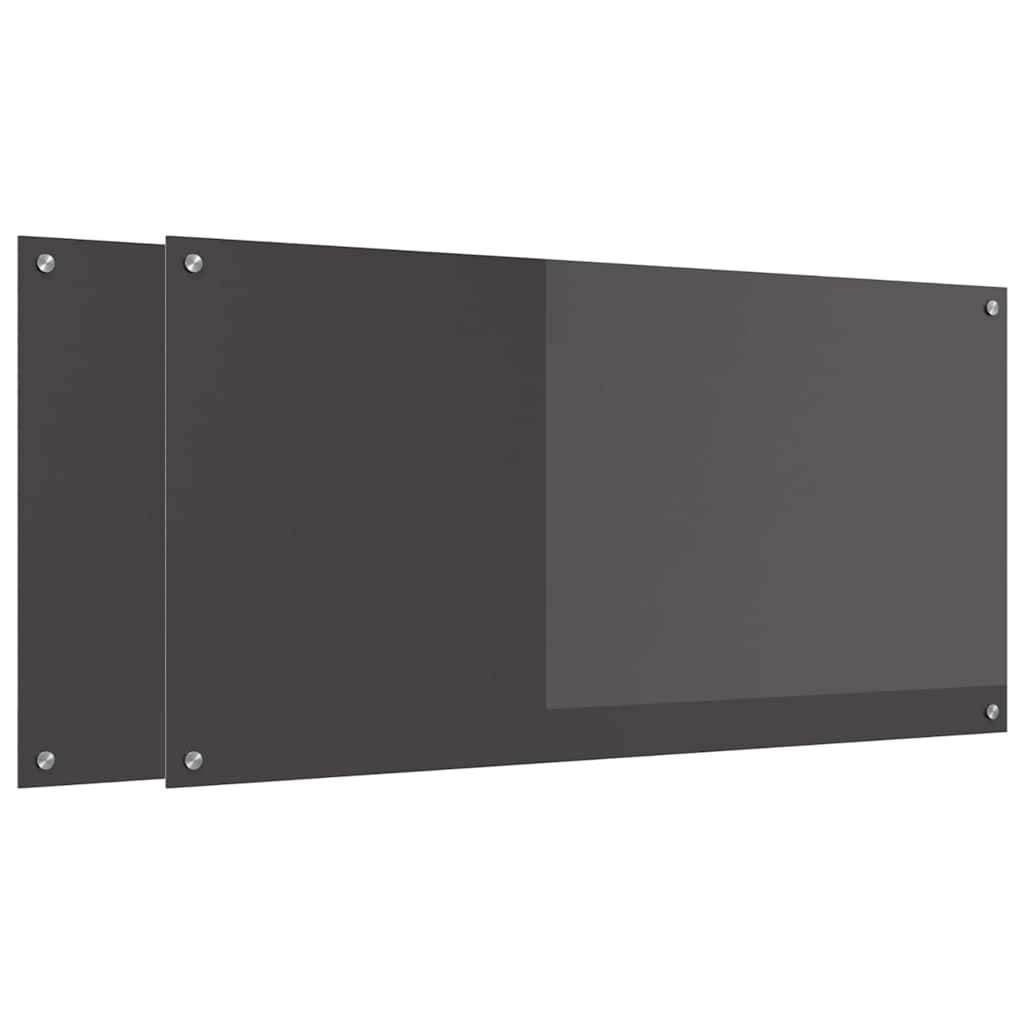 Paraschizzi cucina Vidaxxl 2 pezzi in vetro temperato grigio scuro 120 x 60 cm