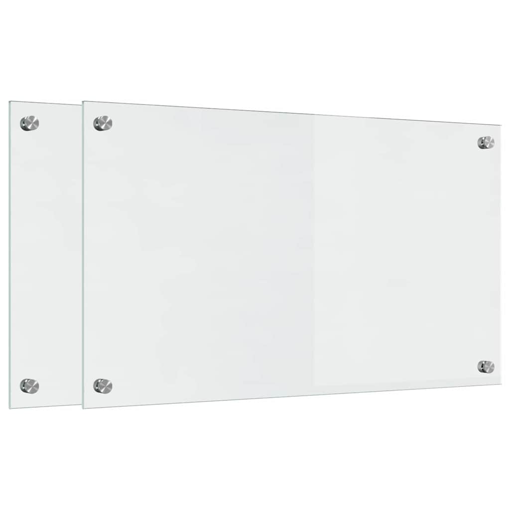 VidaXL pared trasera de cocina 2 piezas vidrio templado transparente 70 x 40 cm
