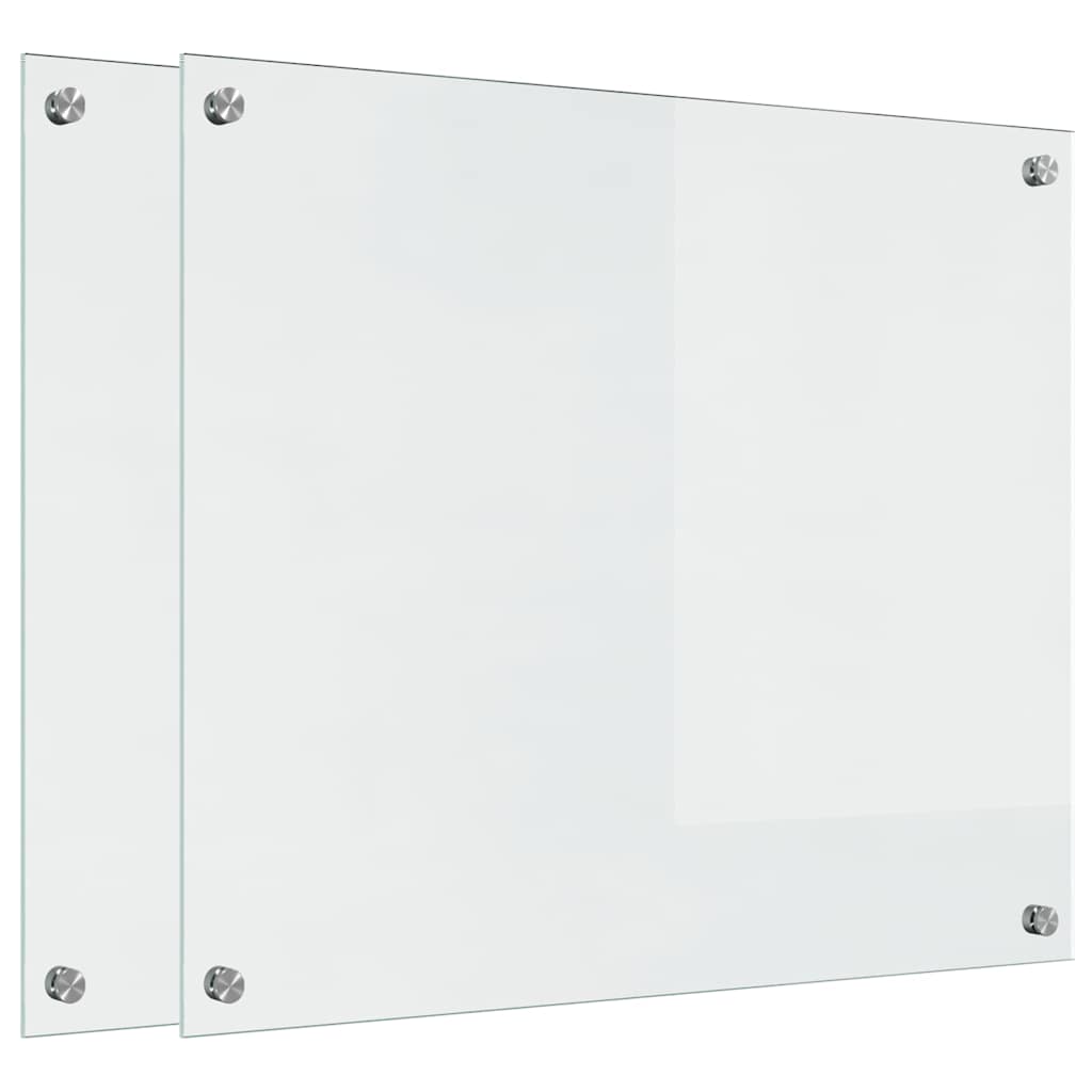 VidaXL pared trasera de cocina 2 piezas vidrio templado transparente 70 x 60 cm