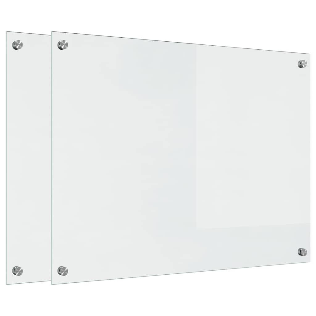 VidaXL pared trasera de cocina 2 piezas vidrio templado transparente 80 x 60 cm