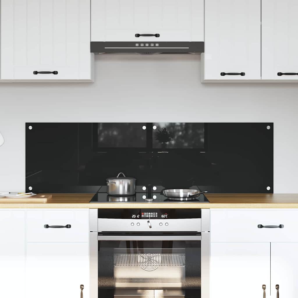 Vidaxl keuken achterwand 2 pcs zwart 70 x 40 cm gehard glas