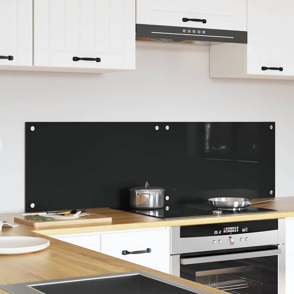 Vidaxxl pared trasera de cocina 2 piezas negro 70 x 40 cm vidrio templado