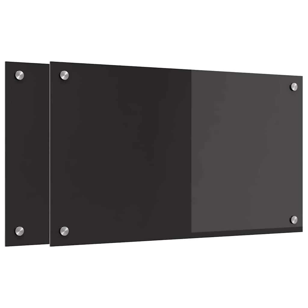 Vidaxl keuken achterwand 2 pcs zwart 70 x 40 cm gehard glas