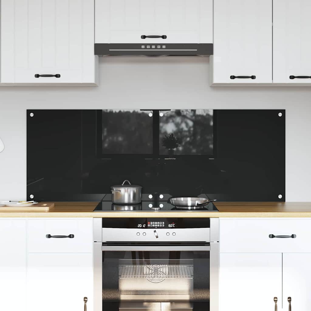 VidaXL pared trasera de cocina 2 piezas negro 70 x 50 cm vidrio templado