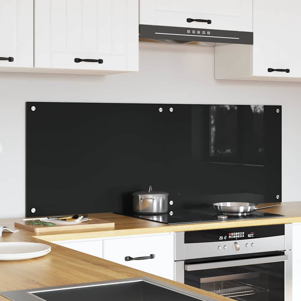 VidaXL pared trasera de cocina 2 piezas negro 70 x 50 cm vidrio templado