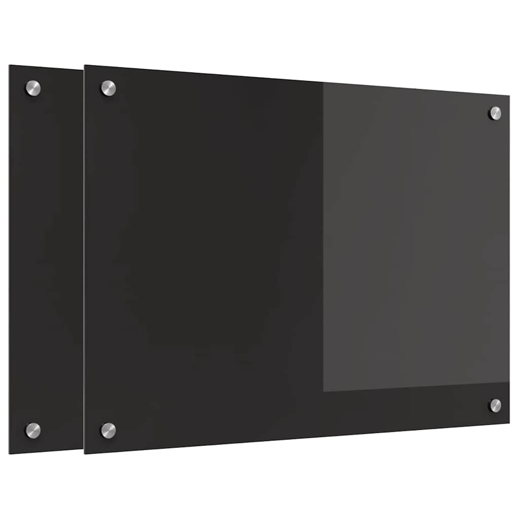 VidaXL pared trasera de cocina 2 piezas negro 70 x 50 cm vidrio templado