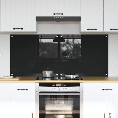 Vidaxl keuken achterwand 2 pcs zwart 70 x 60 cm gehard glas