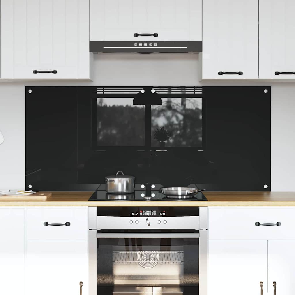 VidaXL pared trasera de cocina 2 piezas negro 70 x 60 cm vidrio templado